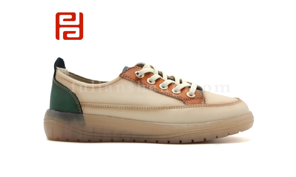 福连升秋季新款女鞋单鞋舒适休闲鞋真皮面料果冻鞋底