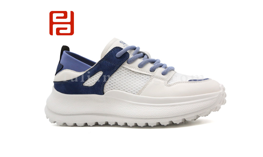 福连升夏季女鞋休闲生活时尚休闲真皮+网纱面料