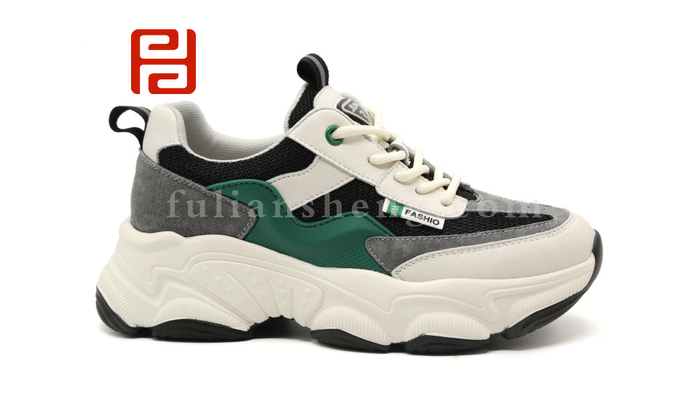 福连升休闲鞋舒适松糕厚底牛皮学院风老爹鞋潮流休闲单鞋图片