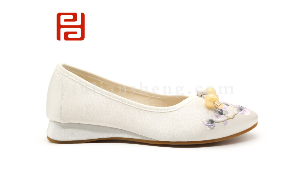 福连升老北京布鞋民族风绣花女鞋棉麻古典坡跟休闲