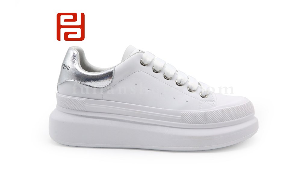 福连升休闲鞋真皮厚底小白鞋增高松糕底休闲运动板鞋图片