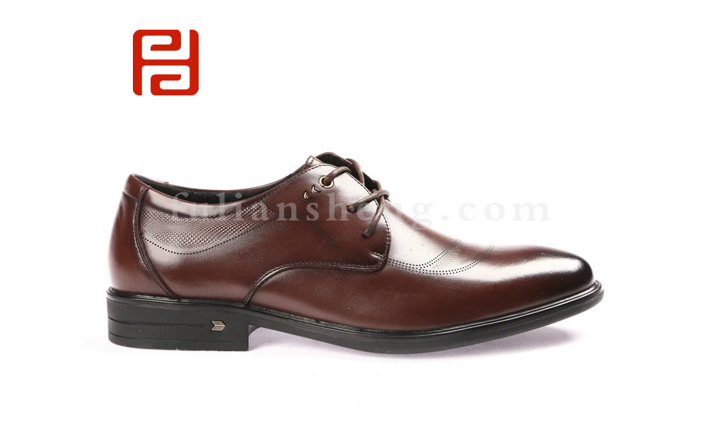 福连升商务正装男鞋 牛皮面棉麻内里舒适休闲商务单鞋(图2)