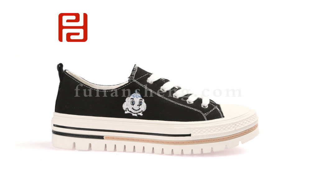 福连升休闲板鞋 厚底帆布鞋棉麻刺绣舒适布鞋(图1)