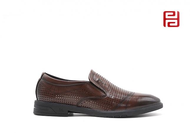 福连升夏季商务男鞋正装带孔透气工作鞋