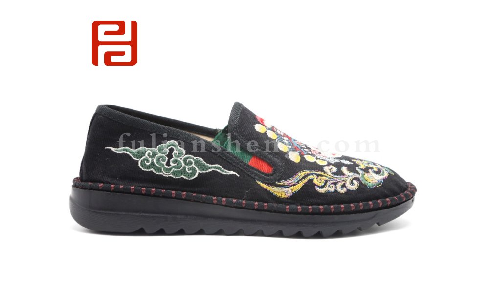 福连升老北京布鞋平底套脚绣花国风女鞋脸谱社会鞋
